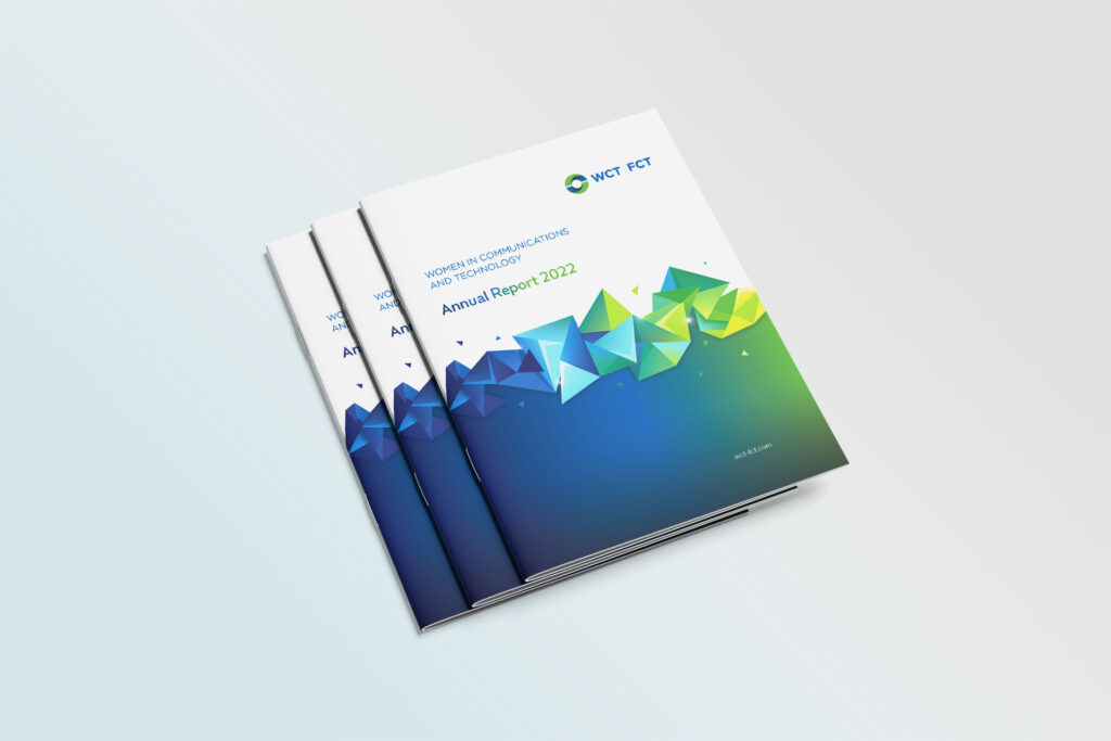 WCT 2022 annual report cover with modern graphic elements and the organization’s branding