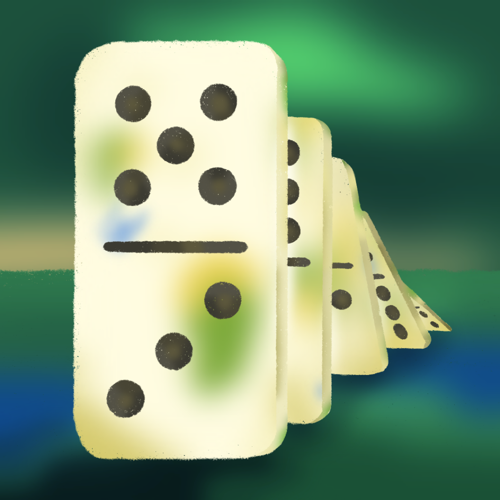 Dominos about topple forward