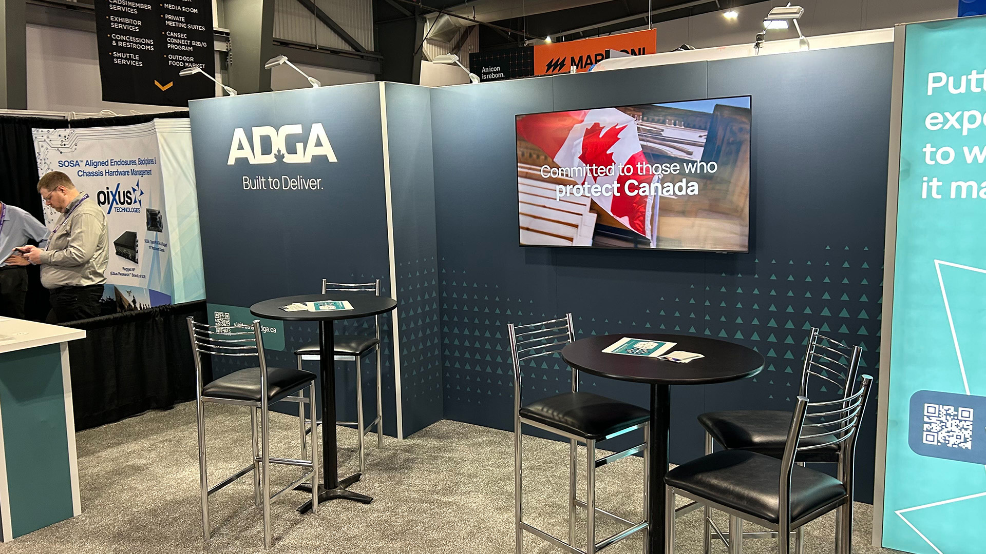 An image of ADGA's booth, designed by Initiate from CANSEC 2026.