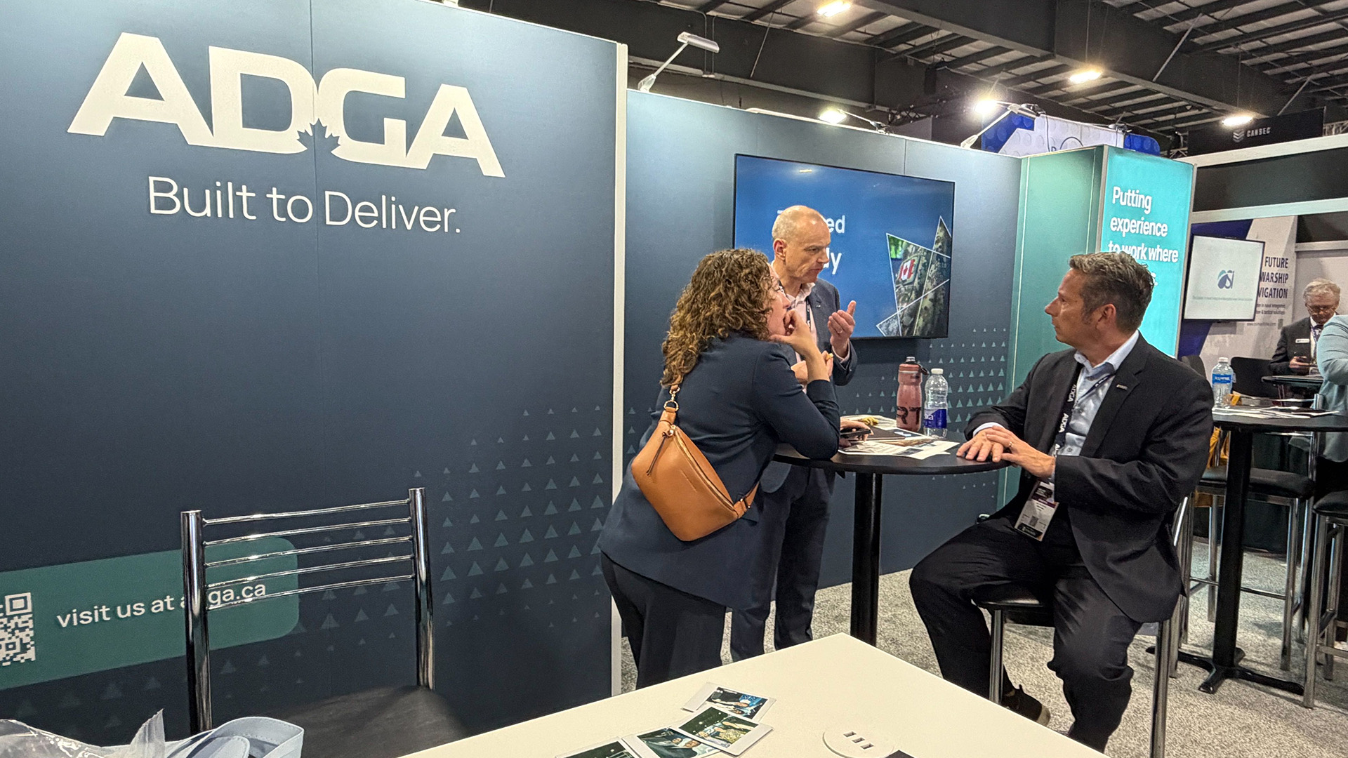 An image of the front of ADGA's booth, designed by Initiate from CANSEC 2026.