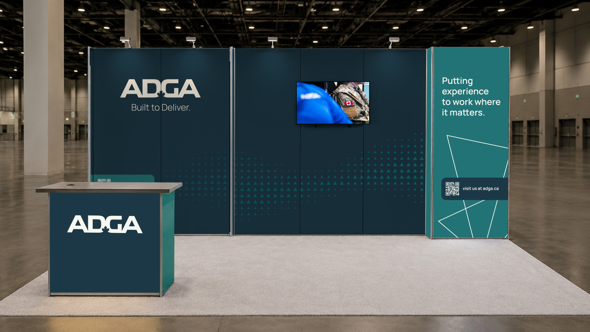 A mockup of the CANSEC booth that Initiate did for ADGA.