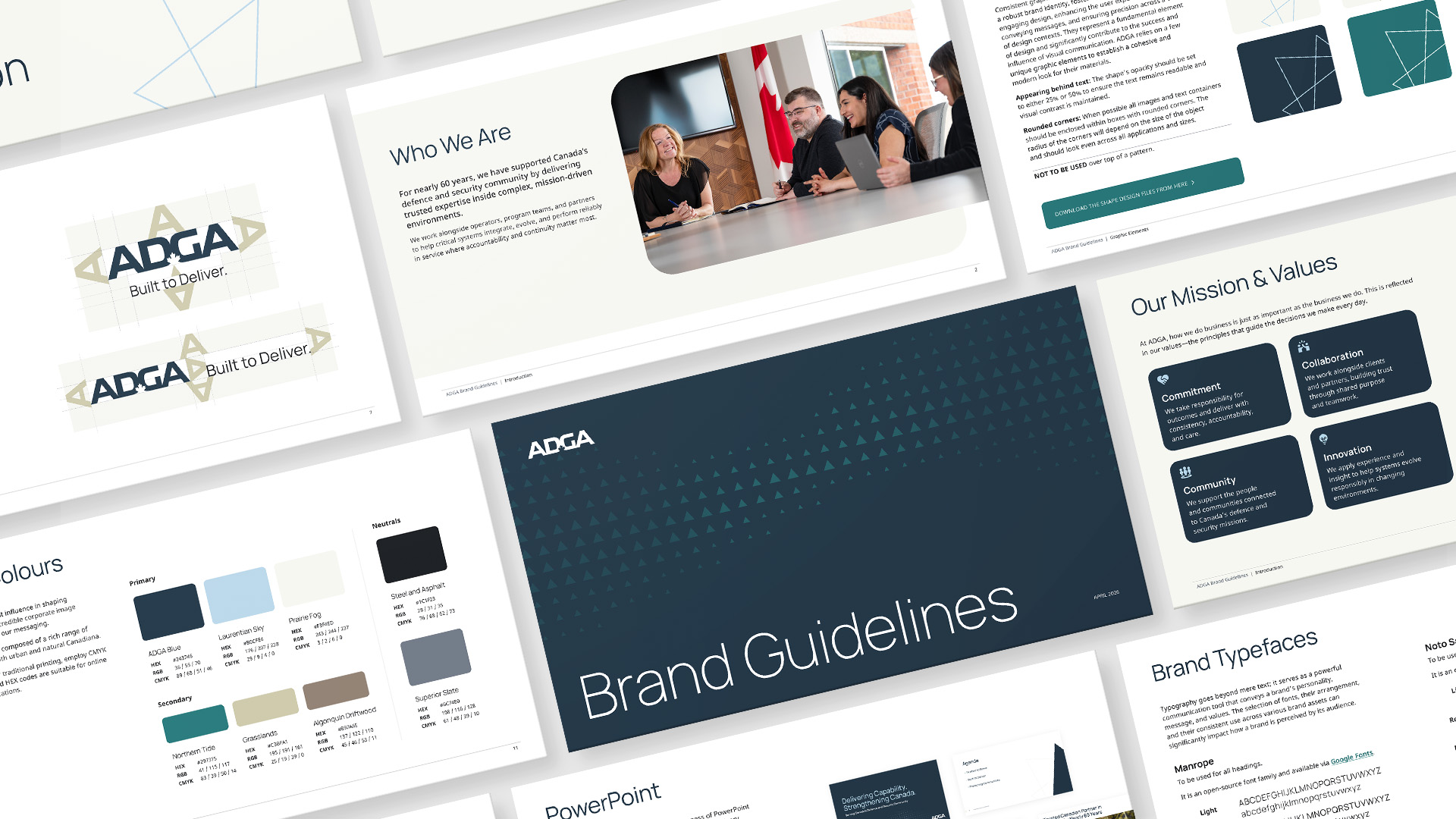 A mockup of ADGA's brand guidelines.